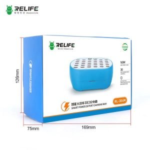 RELIFE 30 PORT USB CHARGER RELIFE RL-304M INTELLIGENT HIGH POWER RELIFE RL-304M INTELLIGENT HIGH POWER 30 PORT CHARGER RL-304M 1. The total output 160W high-power charger provides strong expansion power, supports 30 ports to be used at the same time, and saves time and trouble for charging. 2. Built-in PWM power management chip, intelligently adjust the voltage and current output, safe charging without hurting the battery. 3. With a powerful radiator, the heat dissipation is more thorough, using a silent fan, no abnormal noise and no noise. 4. Small and not taking up space, compatible with all USB charging problems,Suitable for home/office.